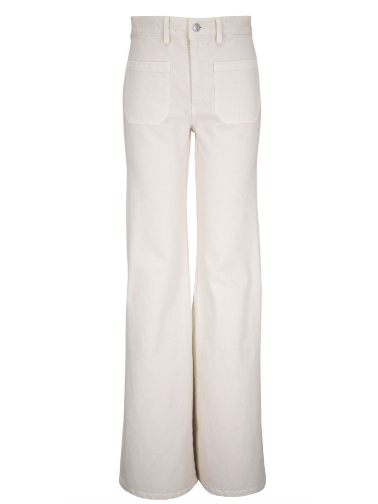 Nwt Nili Lotan Florence Wide Leg Denim Pant Stone White Jeans Size 4